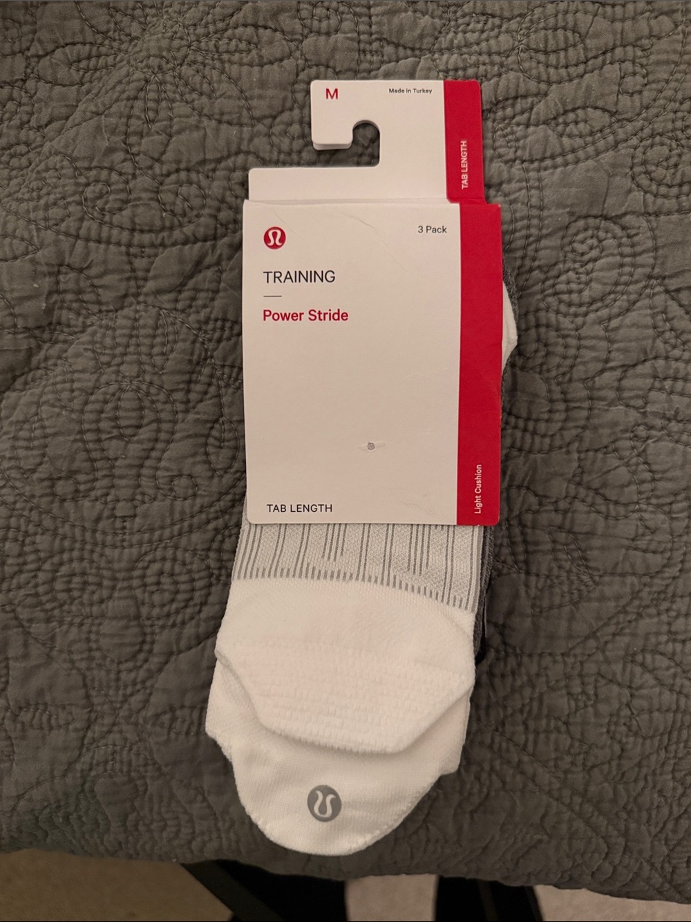 lululemon athletica Training Power Stride Tab-Length Socks - White/Gray